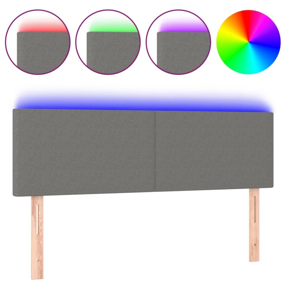 Cabecero con LED de tela gris oscuro 144x5x78/88