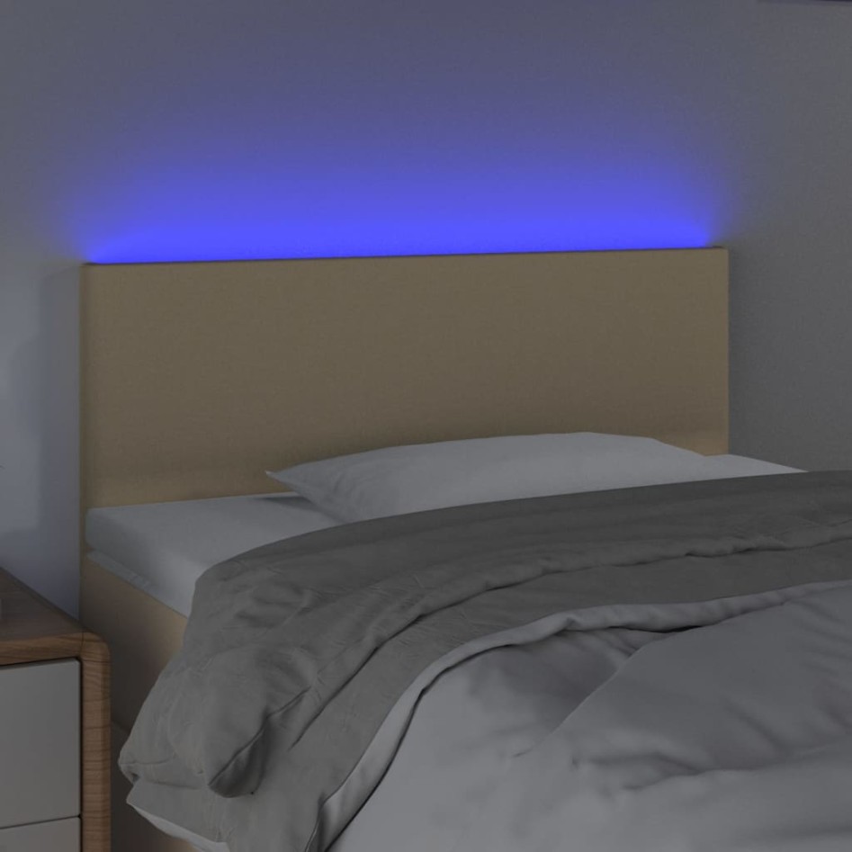 Cabecero con LED de tela color crema 90x5x78/88