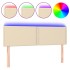 Cabecero con LED de tela color crema 144x5x78/88
