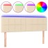 Cabecero con LED de tela color crema 144x5x78/88