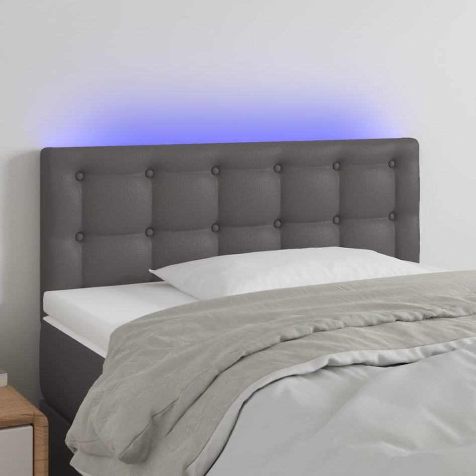 Cabecero con LED cuero sintético gris 80x5x78/88