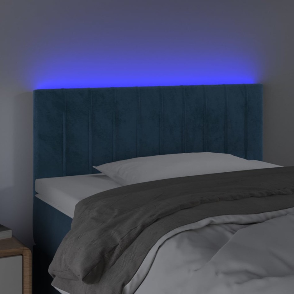 Cabecero con LED de terciopelo azul 100x5x78/88
