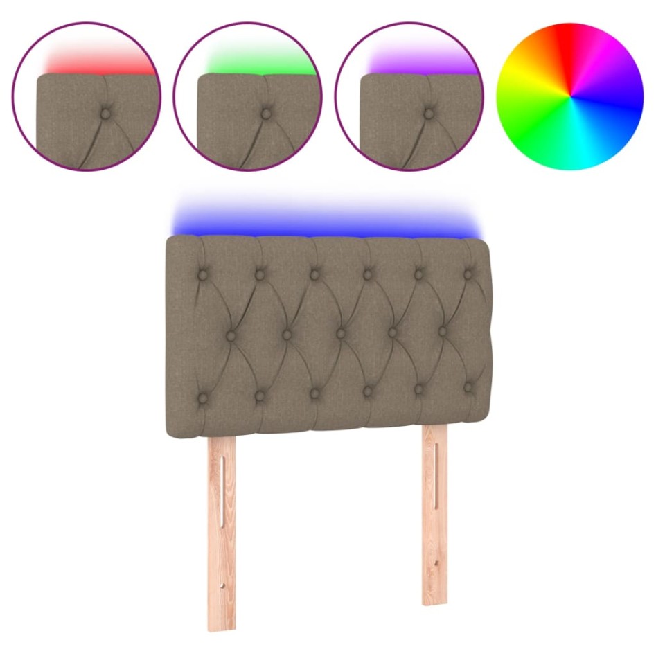 Cabecero con LED de tela gris taupe 80x7x78/88