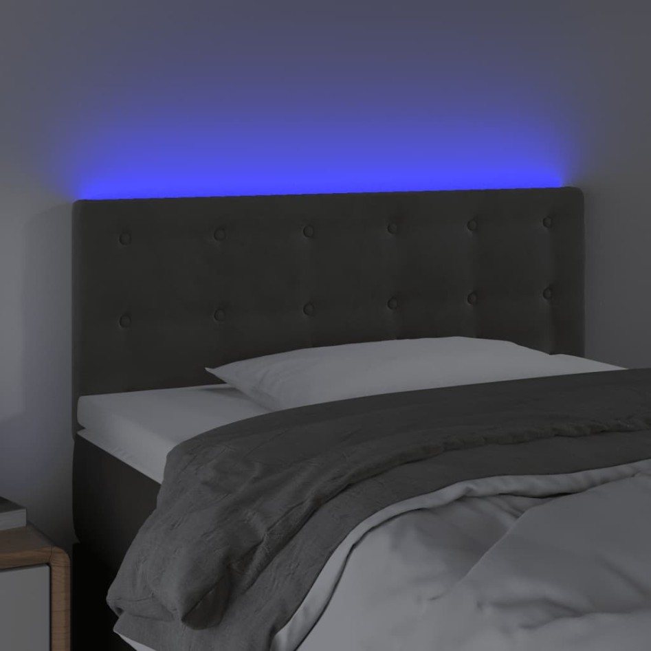 Cabecero con LED de terciopelo gris oscuro 90x5x78/88
