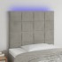 Cabecero con luces LED terciopelo gris claro 90x5x118/128