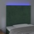 Cabecero con luces LED terciopelo verde oscuro 100x5x118/128