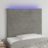 Cabecero con luces LED terciopelo gris claro 90x5x118/128
