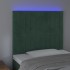 Cabecero con luces LED terciopelo verde oscuro 100x5x118/128