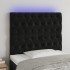 Cabecero con luces LED terciopelo negro 90x7x118/128