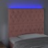 Cabecero con luces LED terciopelo rosa 90x7x118/128