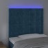 Cabecero con luces LED terciopelo azul oscuro 100x5x118/128