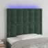 Cabecero con luces LED terciopelo verde oscuro 90x5x118/128