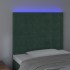 Cabecero con luces LED terciopelo verde oscuro 90x5x118/128