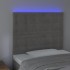 Cabecero con luces LED terciopelo gris claro 80x5x118/128