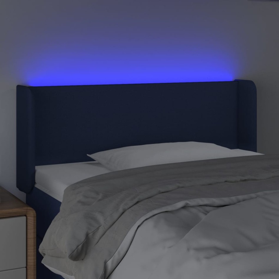 Cabecero con LED de tela azul 93x16x78/88