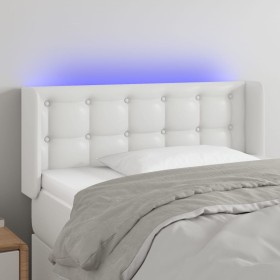 Cabecero con LED cuero sintético blanco 93x16x78/88