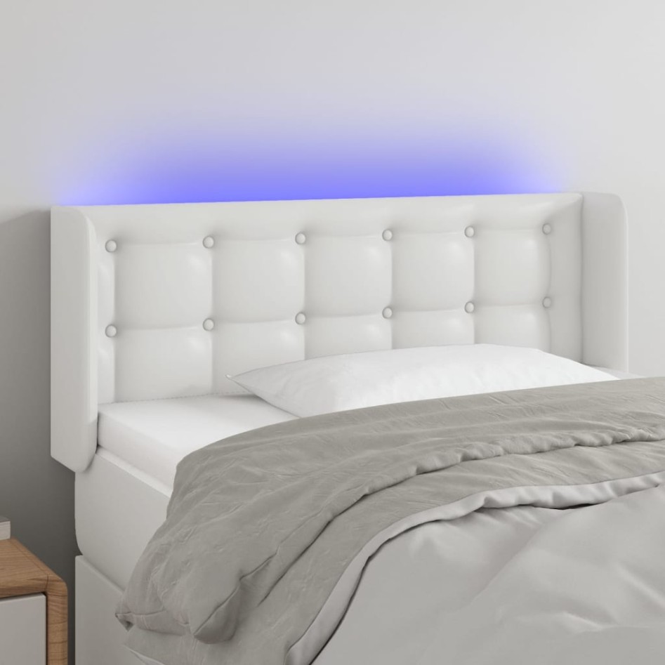 Cabecero con LED cuero sintético blanco 93x16x78/88