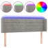 Cabecero con LED de terciopelo gris claro 147x16x78/88