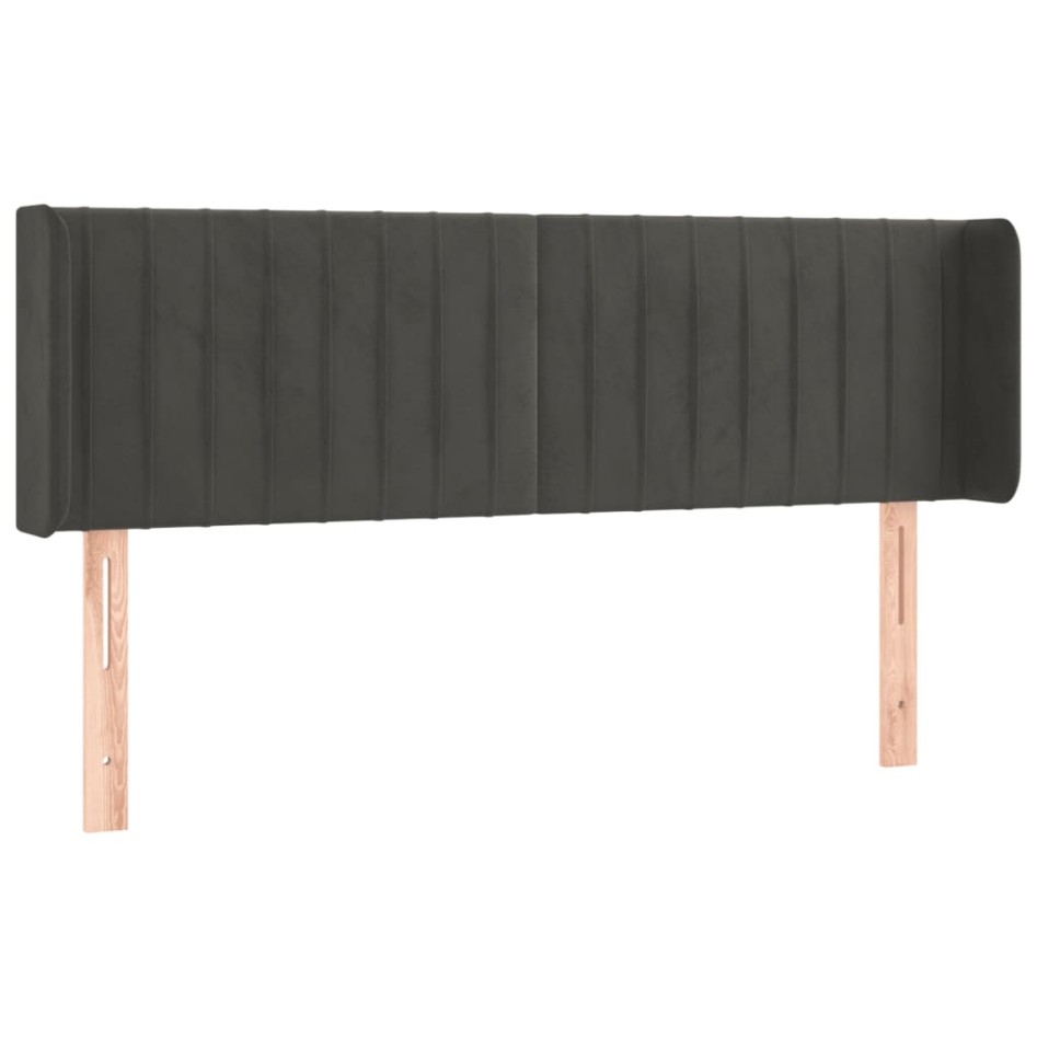 Cabecero con LED de terciopelo gris oscuro 147x16x78/88