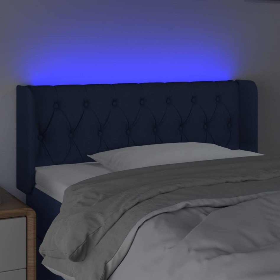 Cabecero con LED de tela azul 103x16x78/88