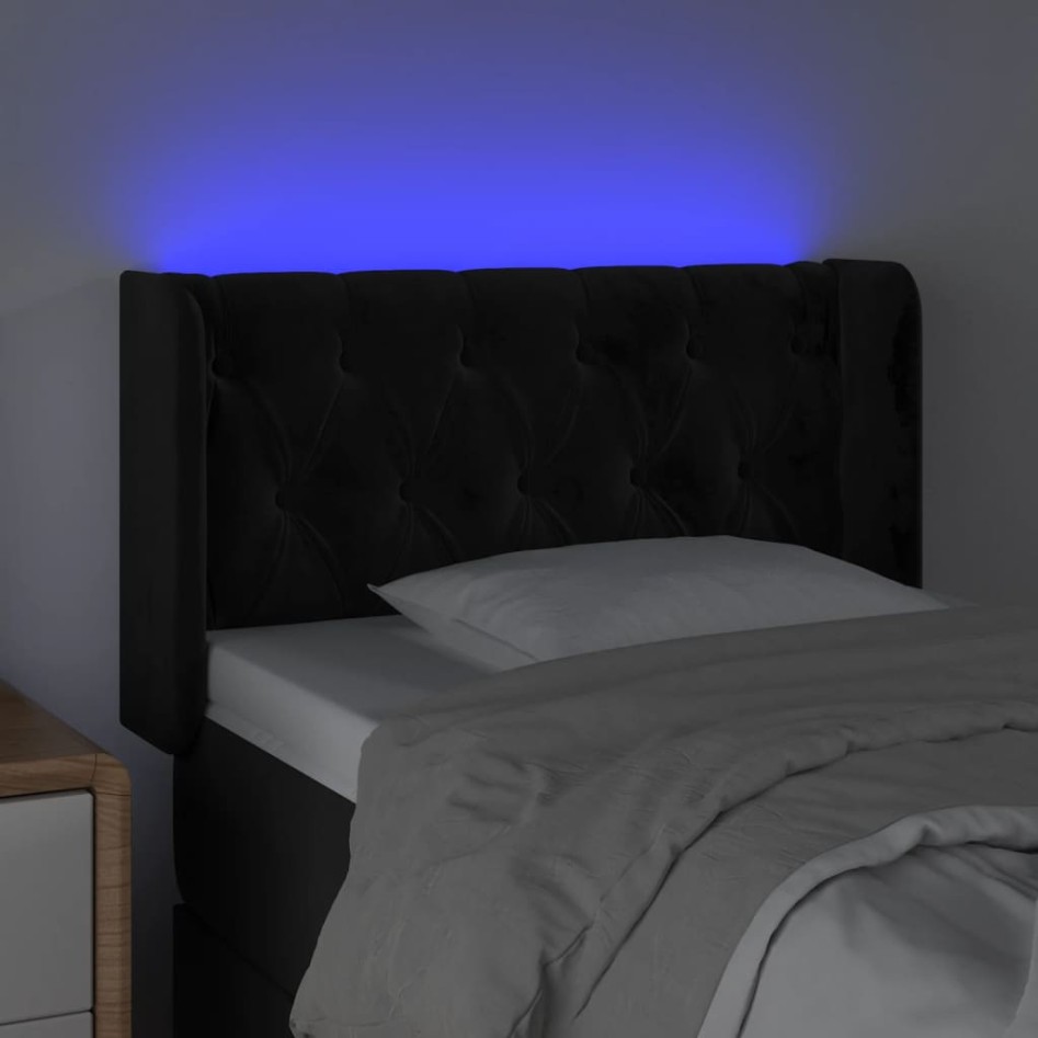 Cabecero con LED de terciopelo negro 83x16x78/88