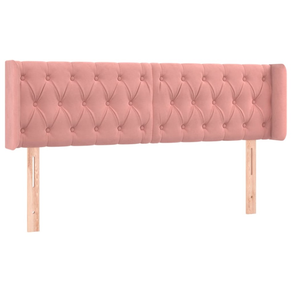 Cabecero con LED de terciopelo rosa 163x16x78/88