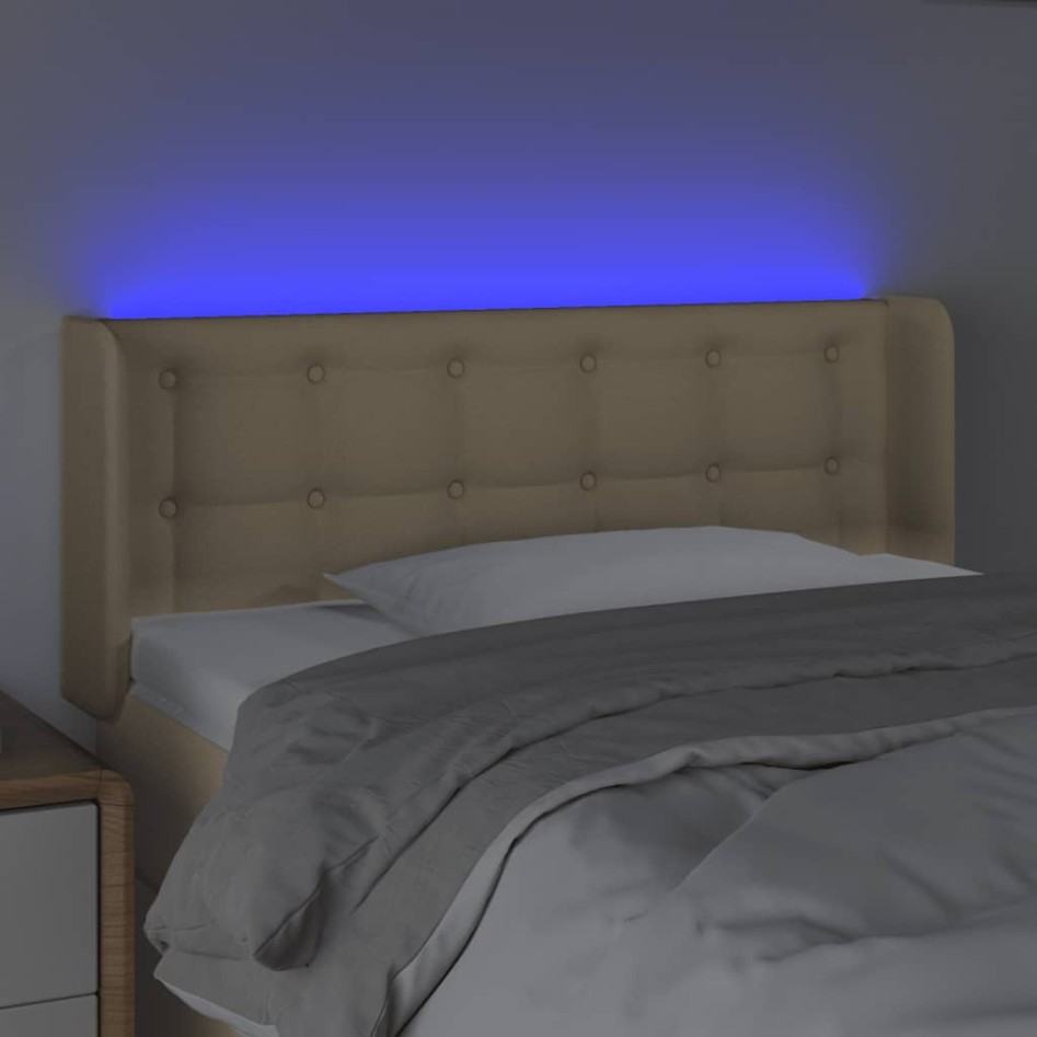 Cabecero con LED de tela crema 103x16x78/88