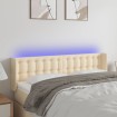 Cabecero con LED de tela crema 147x16x78/88 cm