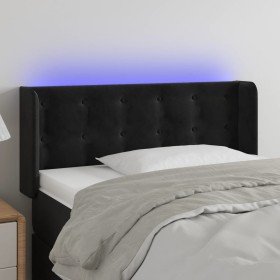 Cabecero con LED de terciopelo negro 93x16x78/88