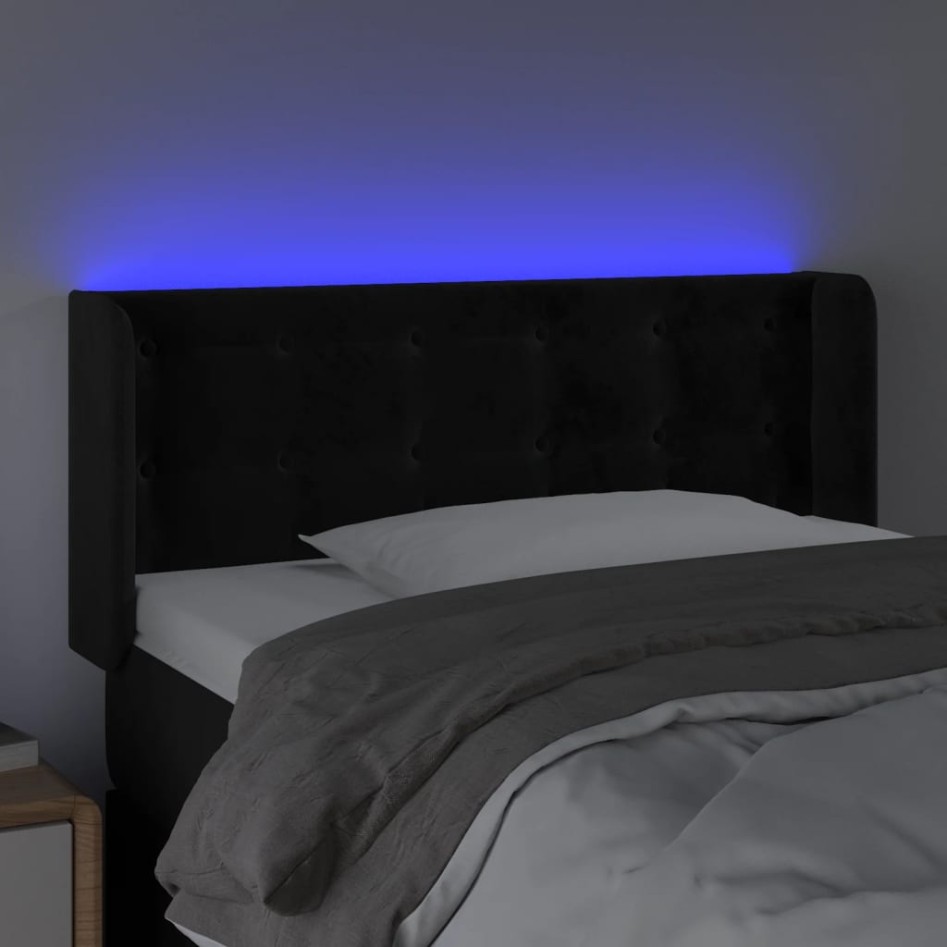 Cabecero con LED de terciopelo negro 93x16x78/88