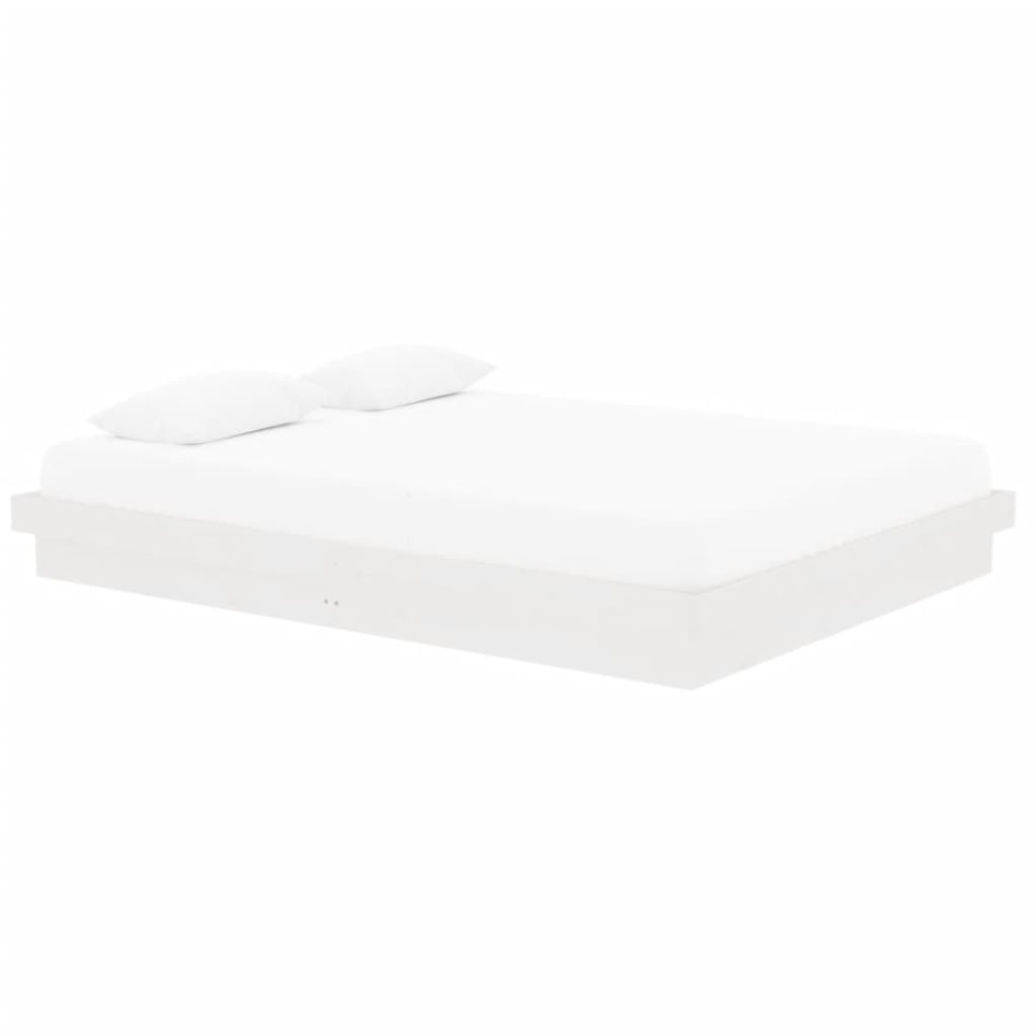 Estructura de cama madera maciza blanca King Size 150x200