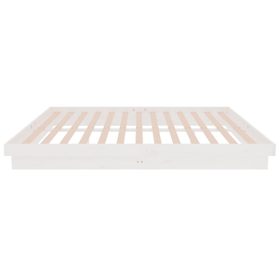 Estructura de cama madera maciza blanca King Size 150x200