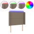 Cabecero con LED de tela gris taupe 103x16x118/128