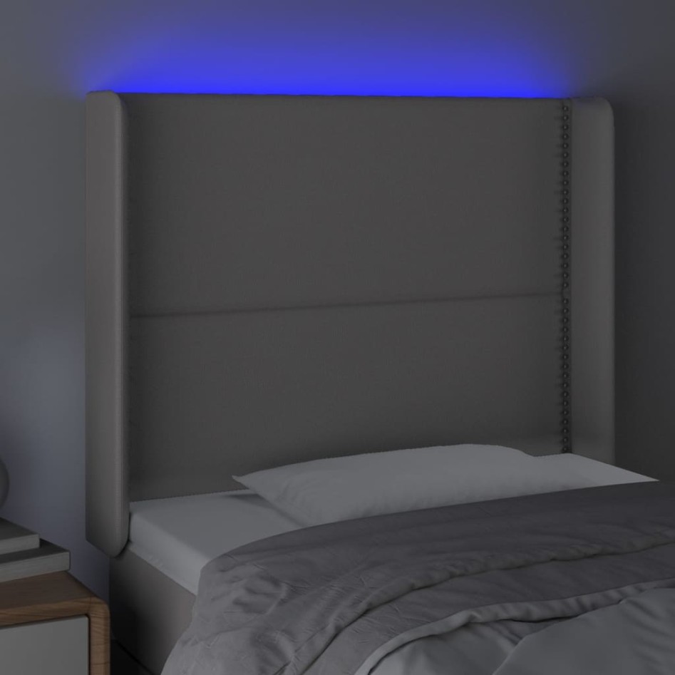Cabecero con LED cuero sintético gris
