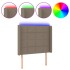Cabecero con LED de tela gris taupe 93x16x118/128