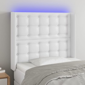 Cabecero con LED cuero sintético blanco 93x16x118/128