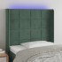 Cabecero con LED de terciopelo verde oscuro 83x16x118/128