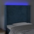Cabecero con LED de terciopelo azul oscuro 93x16x118/128