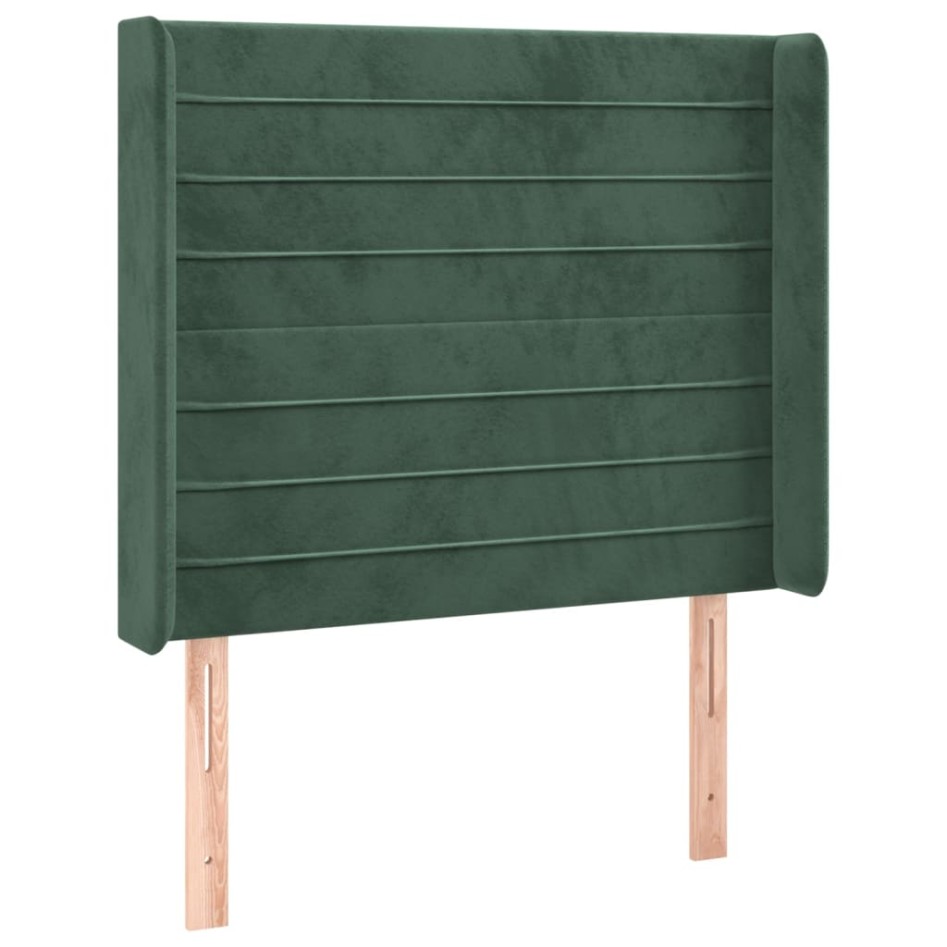 Cabecero con LED de terciopelo verde oscuro 83x16x118/128