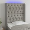 Cabecero con LED de tela gris claro 83x16x118/128 cm