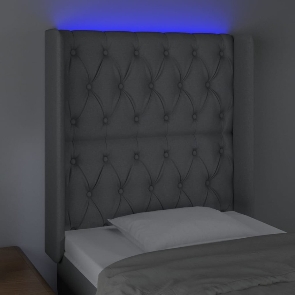 Cabecero con LED de tela gris claro 83x16x118/128