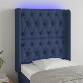 Cabecero con LED de tela azul 83x16x118/128