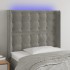 Cabecero con LED de terciopelo gris claro 83x16x118/128