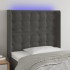 Cabecero con LED de terciopelo gris oscuro 93x16x118/128
