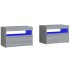 Mesitas de noche con luces LED 2 uds gris sonoma 60x35x40