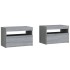 Mesitas de noche con luces LED 2 uds gris sonoma 60x35x40