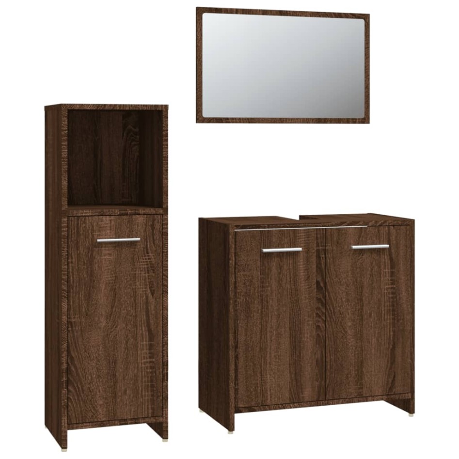 Set de muebles baño 3 pzas madera contrachapada roble