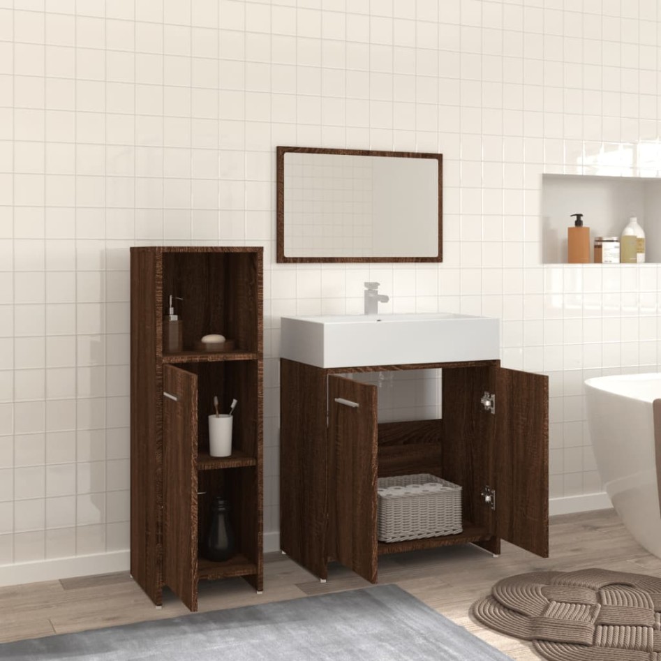 Set de muebles baño 3 pzas madera contrachapada roble
