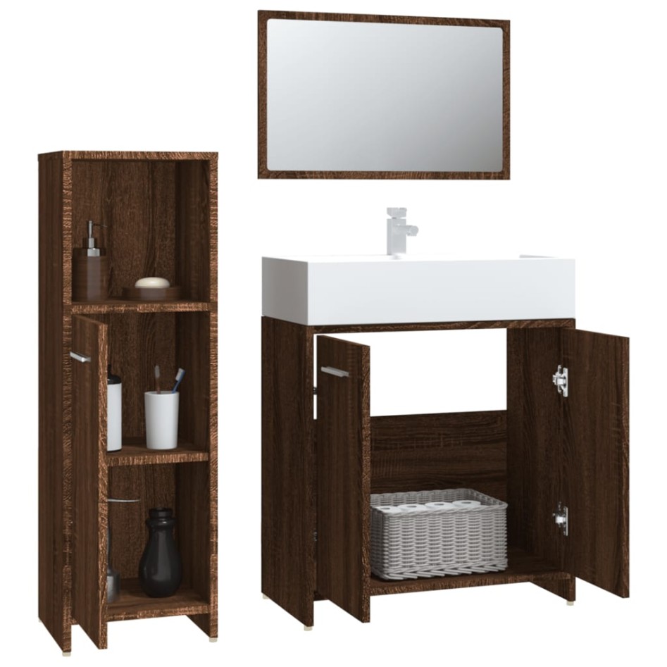 Set de muebles baño 3 pzas madera contrachapada roble