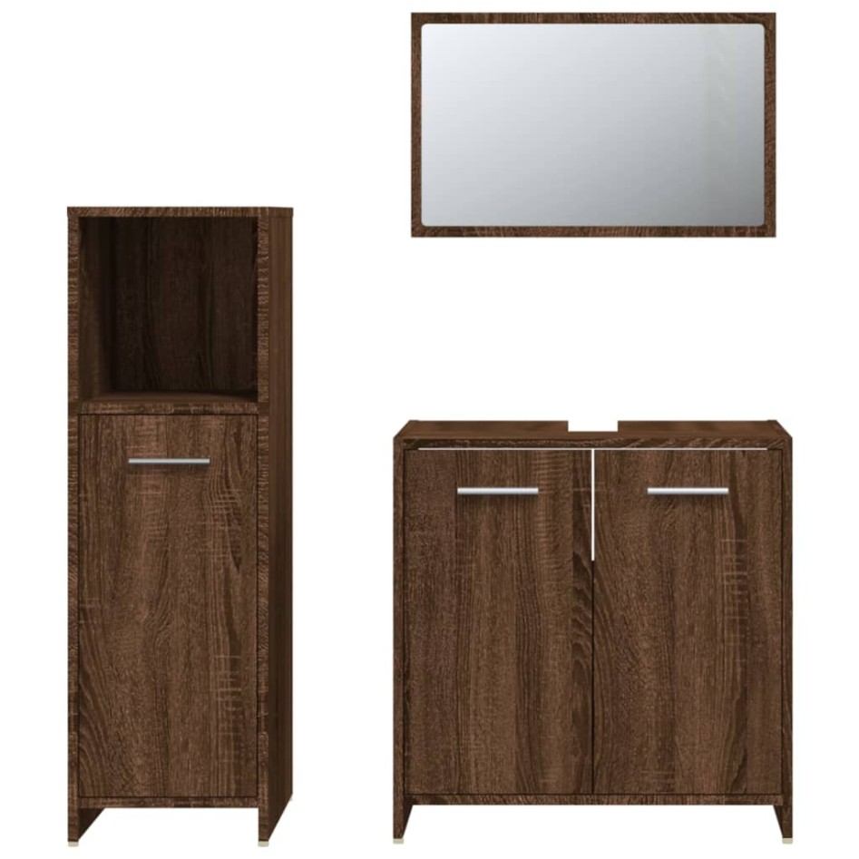 Set de muebles baño 3 pzas madera contrachapada roble